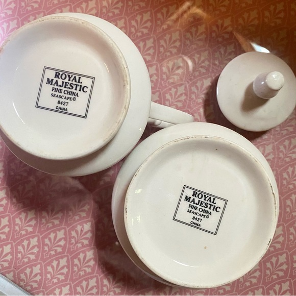 🔥Royal Majestic Fine China Creamer & Sugar Bowl - Seascape🔥 - Picture 3 of 6